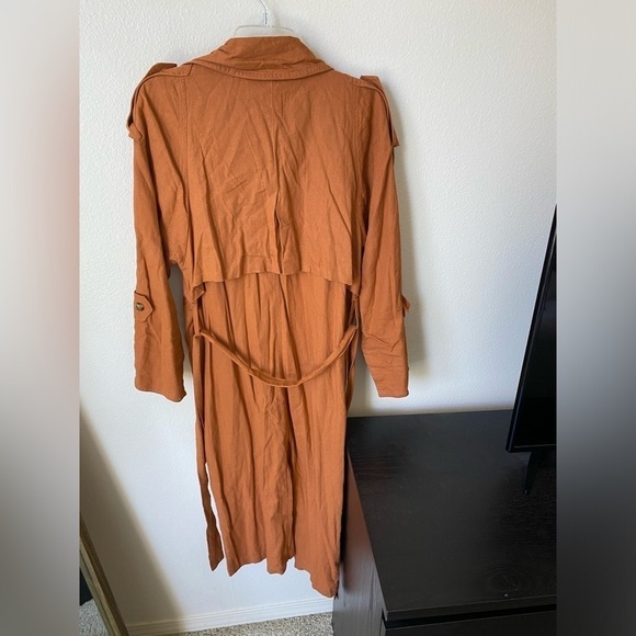 Jen's Pirate Booty Women’s Basic Instinct Trench Coat in Sunburn Linen Blend S - Picture 3 of 9